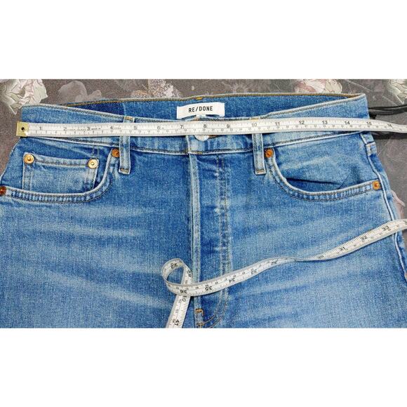 ReDone 90's High Rise Ankle Crop in Worn Brook Blue Light wash - Picture 6 of 10